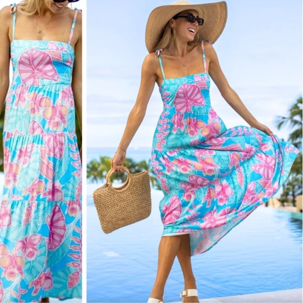 The Maui Blue Womens Kenny Flowers dress new size xs